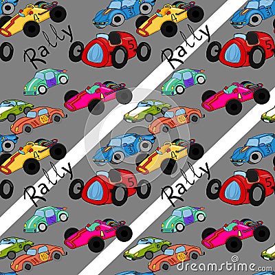 Seamless pattern with cars.For children`s room. Vector Illustration